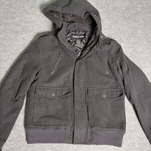 Buckle Black Label Men's Jacket Coat Wool Blend Hooded Zip Pockets Lined - Sz M
